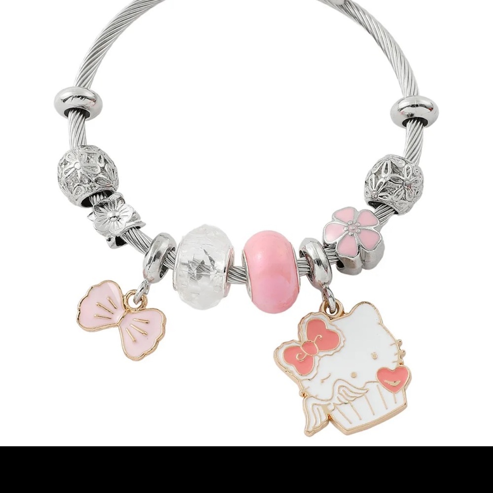 Hello Kitty Pink and Silver Charm Bracelet